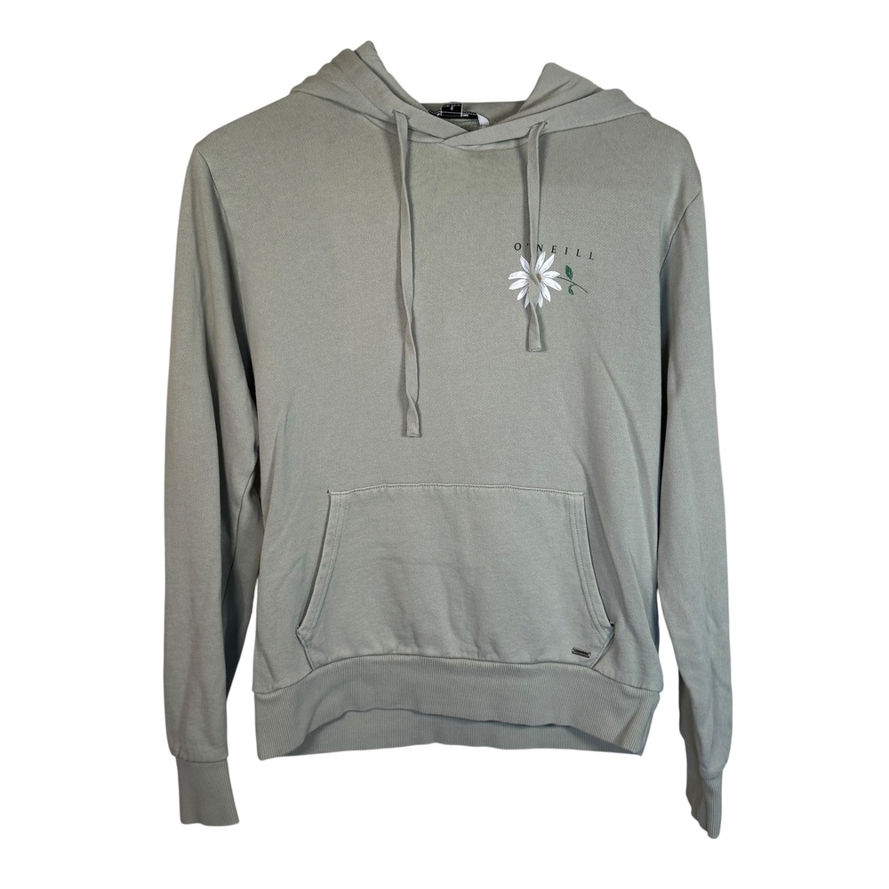 O'Neill Surf Co Womens Small Green Daisy Floral‎ Hoodie Sweatshirt Surf Beach